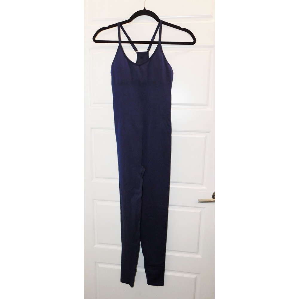 Victoria Secret Pink Active Seamless Full Length Bodysuit Dark Blue XS $59rt NWT